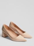 L.K.Bennett Sloane Patent Leather Block Heel Court Shoes, Beige