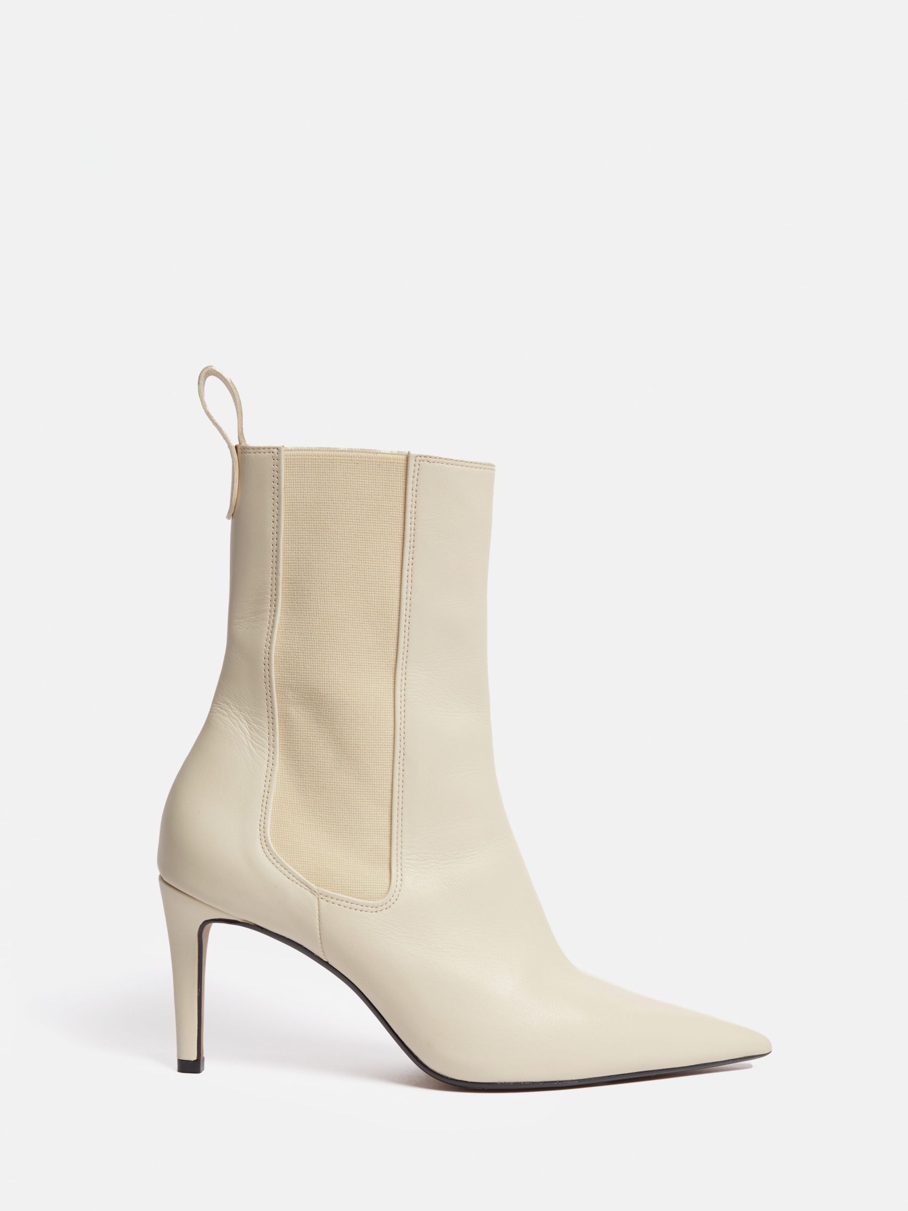 Jigsaw Skelter Pull-On Leather Ankle Boots, Cream, EU36