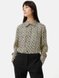 Jigsaw Reef Odyssy Silk Twill Shirt, Beige/Black, Beige/Black