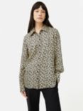 Jigsaw Reef Odyssy Silk Twill Shirt, Beige/Black, Beige/Black