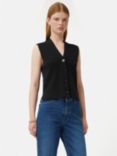 Jigsaw Cotton Wool Blend Rib Knit Button Up Tank Top