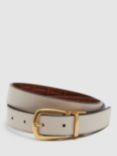 Reiss Madison Reversible Leather Belt, White/Tan