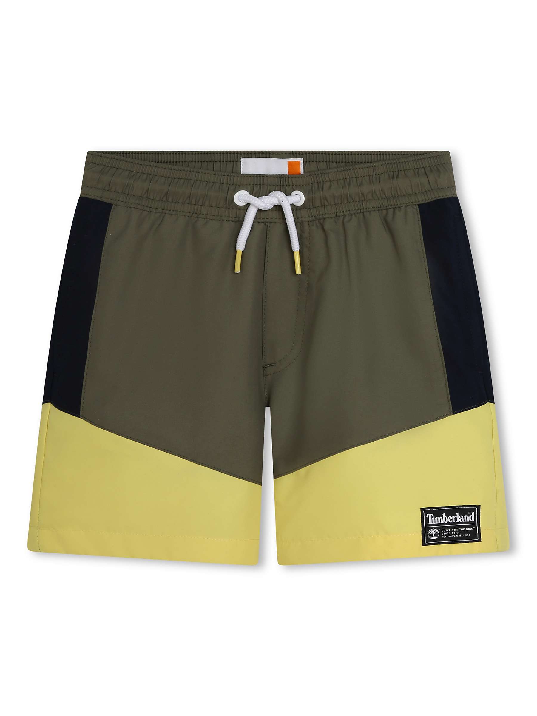Buy Timberland Kids' Logo Colour Block Swim Shorts, Mid Green/Multi Online at johnlewis.com