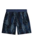 Timberland Kids' Logo Abstract Print Swim Shorts, Blue/Multi