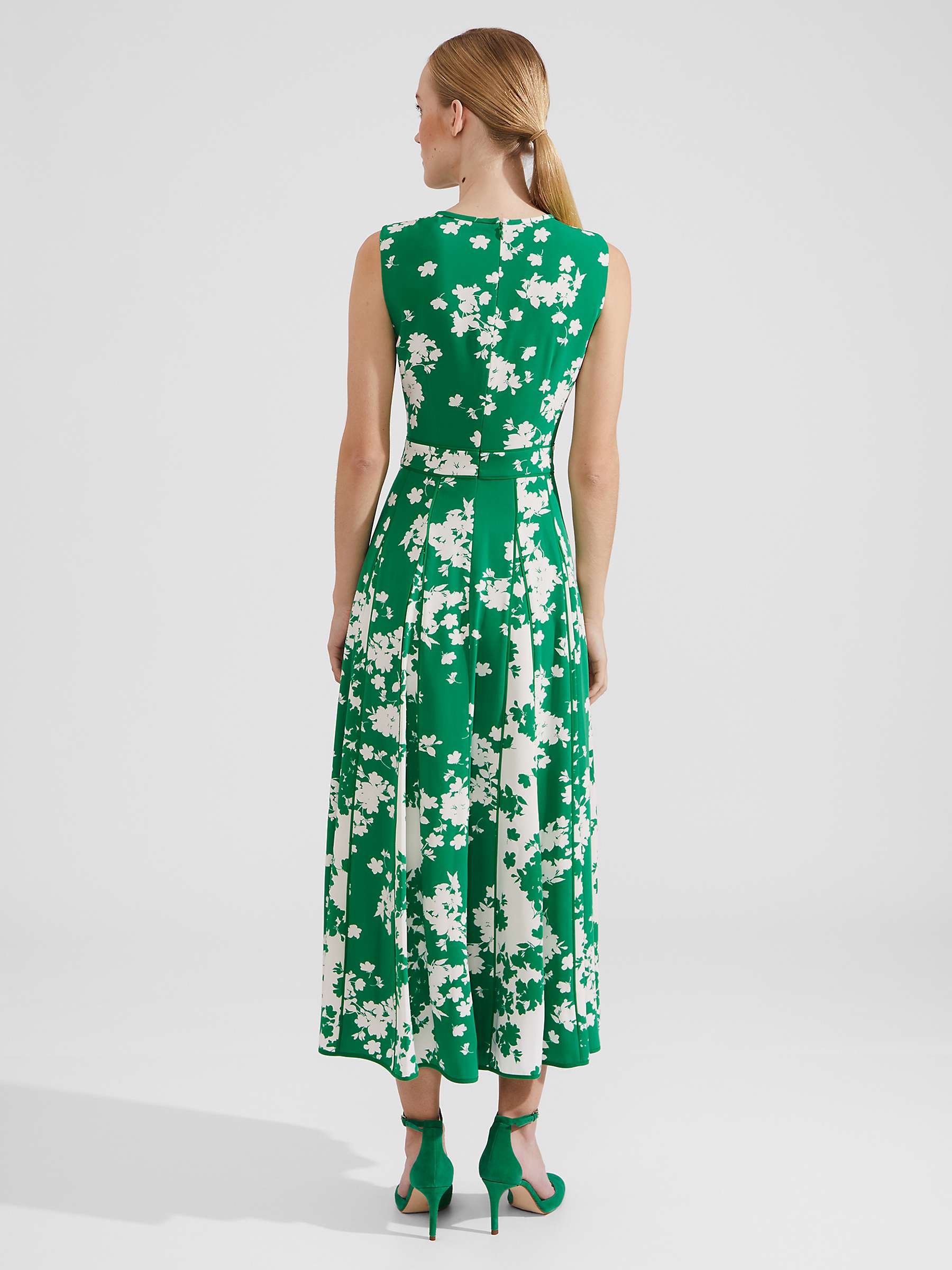 Buy Hobbs Angelica Floral Midi Dress, Green Ivory Online at johnlewis.com