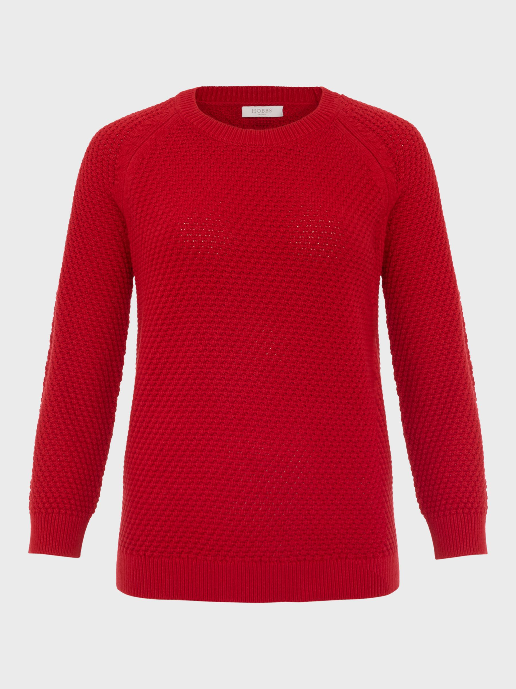 Hobbs Lucie Cotton Jumper, True Red at John Lewis & Partners