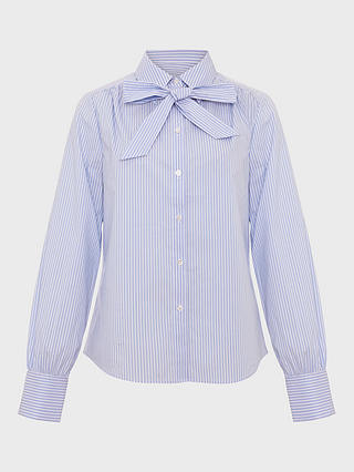 Hobbs Laurie Tie Neck Shirt, Blue/Ivory