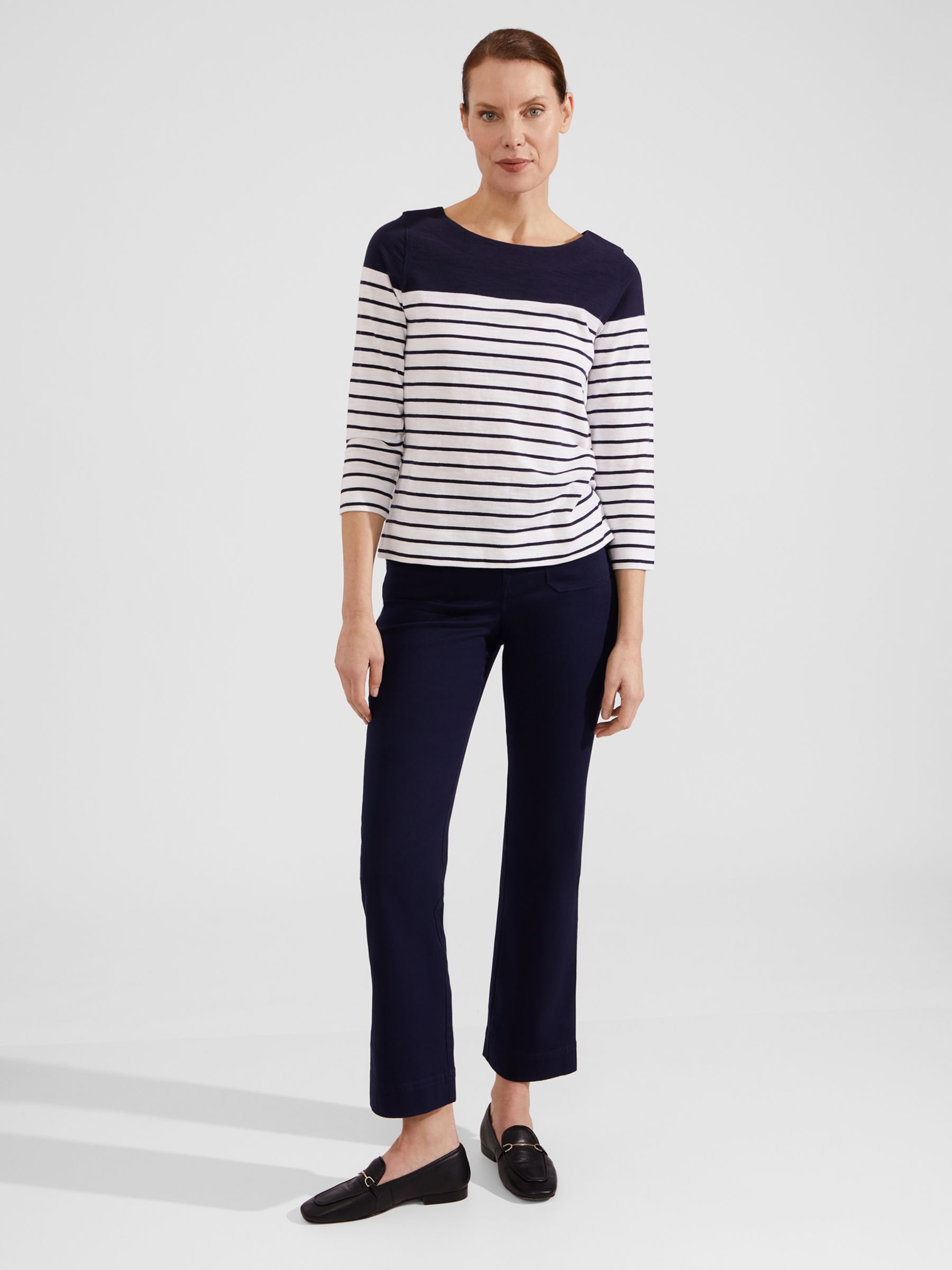 Hobbs Avia Striped T-Shirt, White/Navy