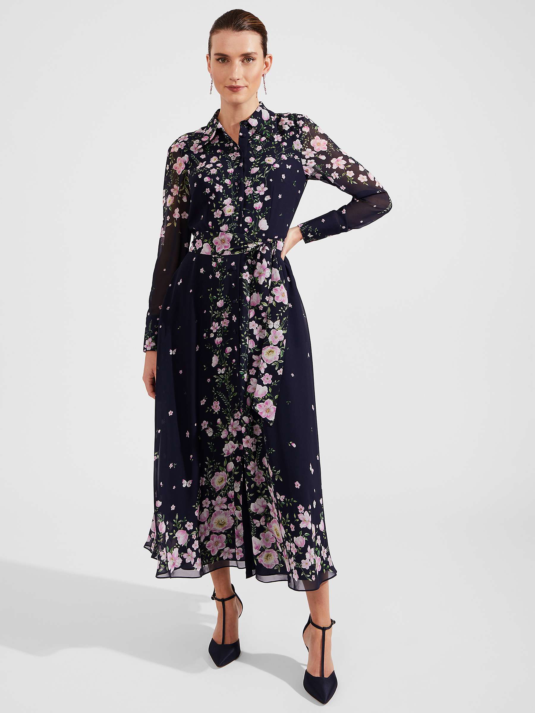 Buy Hobbs Petite Juliet Floral Midi Dress, Navy/Multi Online at johnlewis.com