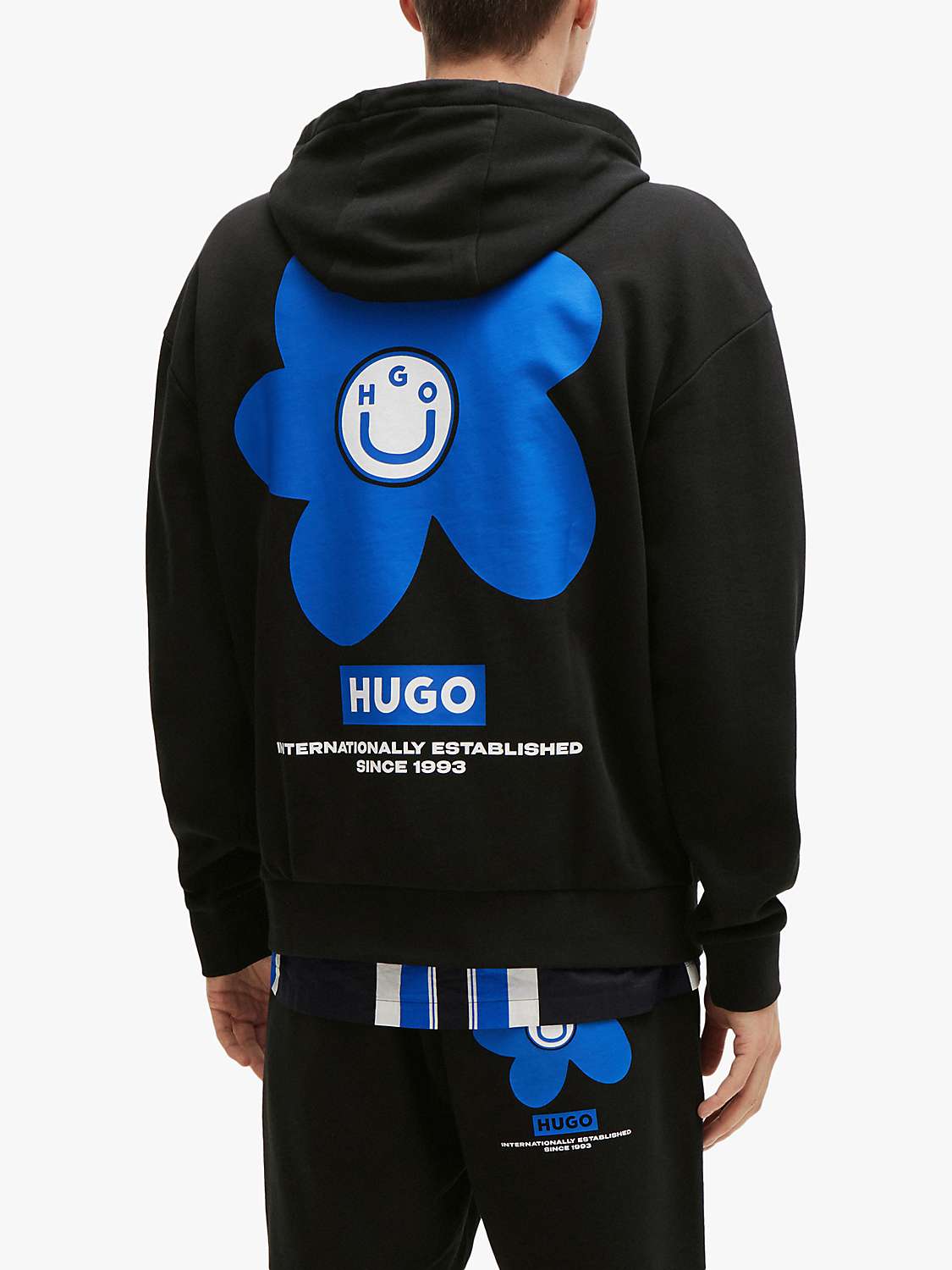 Buy HUGO Nolumbine 001 Hoodie, Black/Blue Online at johnlewis.com