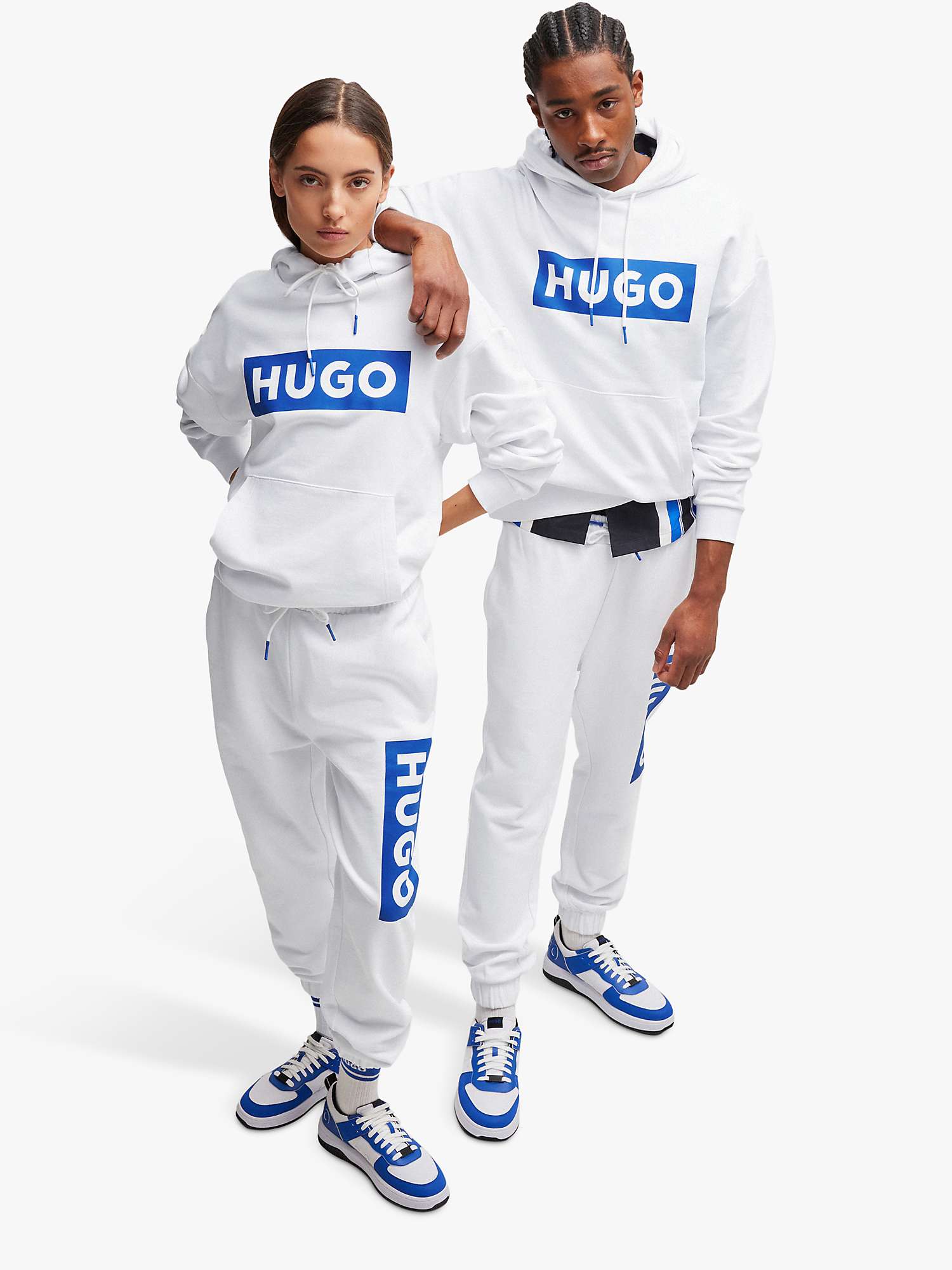 Buy HUGO Nalves 100 Hoodie, White/Blue Online at johnlewis.com