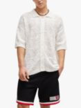 HUGO Camp Collar Knitted Shirt, Open White