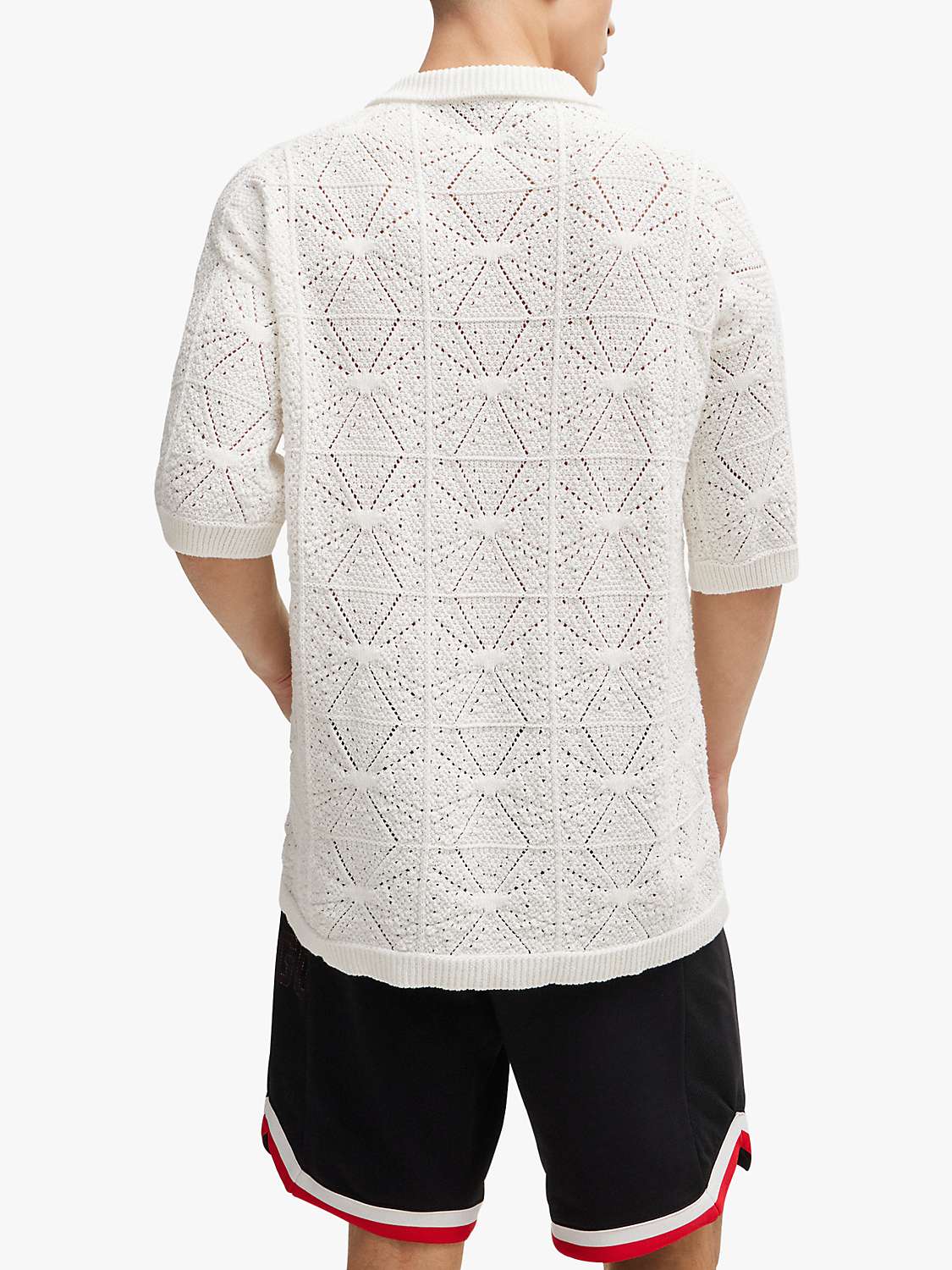 Buy HUGO Camp Collar Knitted Shirt, Open White Online at johnlewis.com