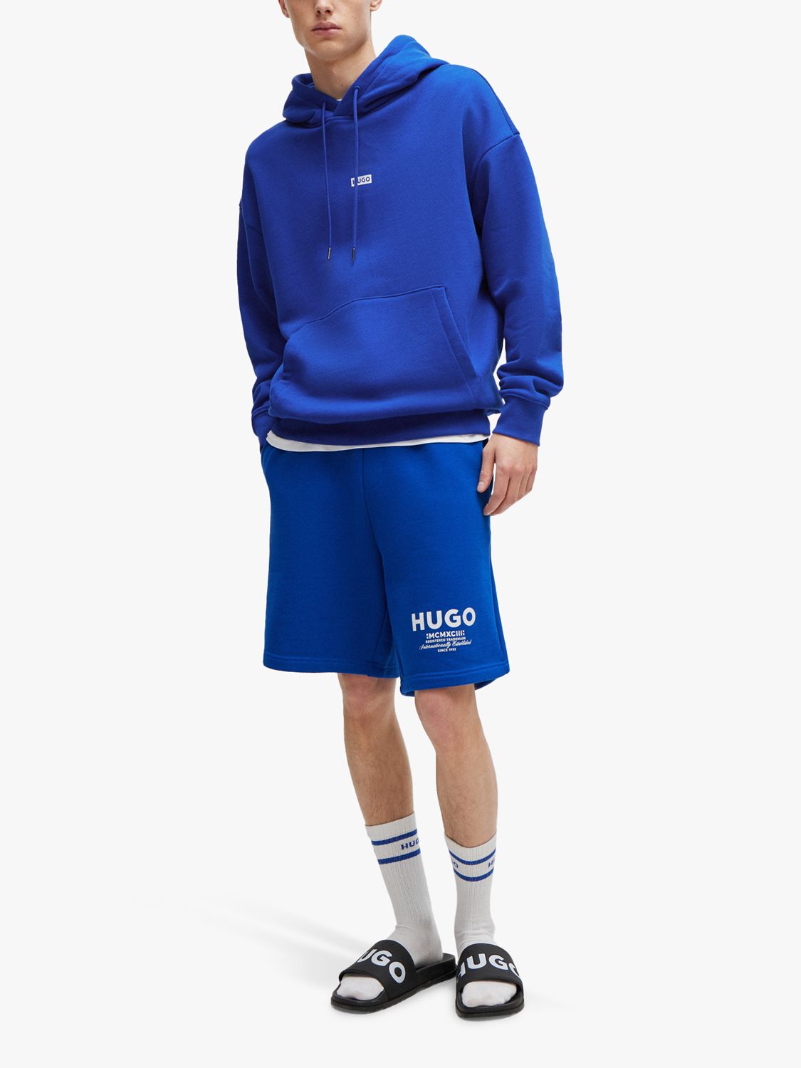 HUGO Nomario Cotton Logo Shorts, Open Blue, XS