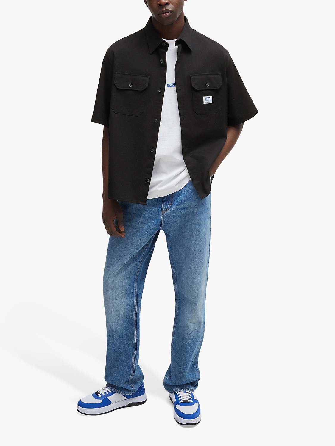 Buy HUGO Ekyno Kent Collar Shirt, Black Online at johnlewis.com
