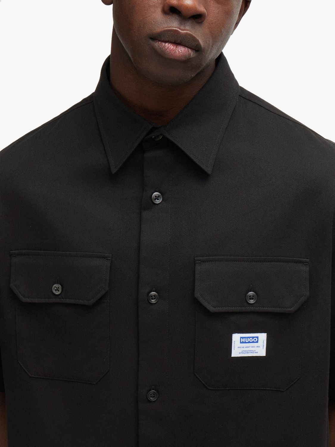 HUGO Ekyno Kent Collar Shirt, Black, L
