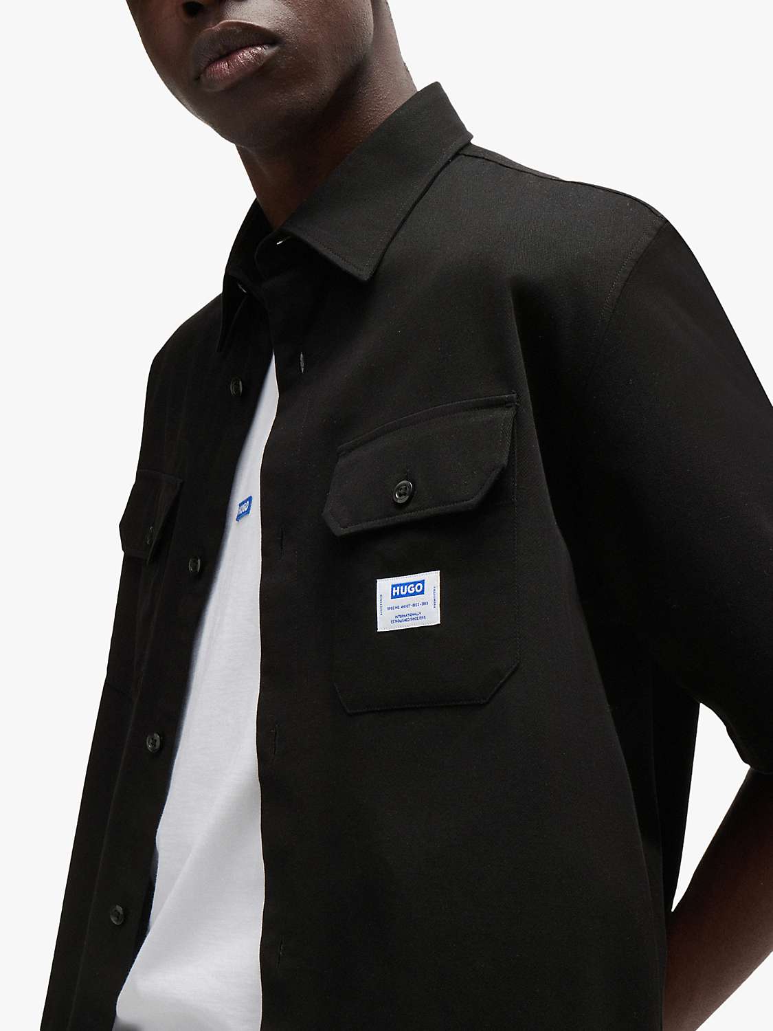 Buy HUGO Ekyno Kent Collar Shirt, Black Online at johnlewis.com