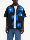 HUGO BOSS Eligino Flower Print Resort Shirt, Black/Blue