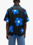 HUGO BOSS Eligino Flower Print Resort Shirt, Black/Blue