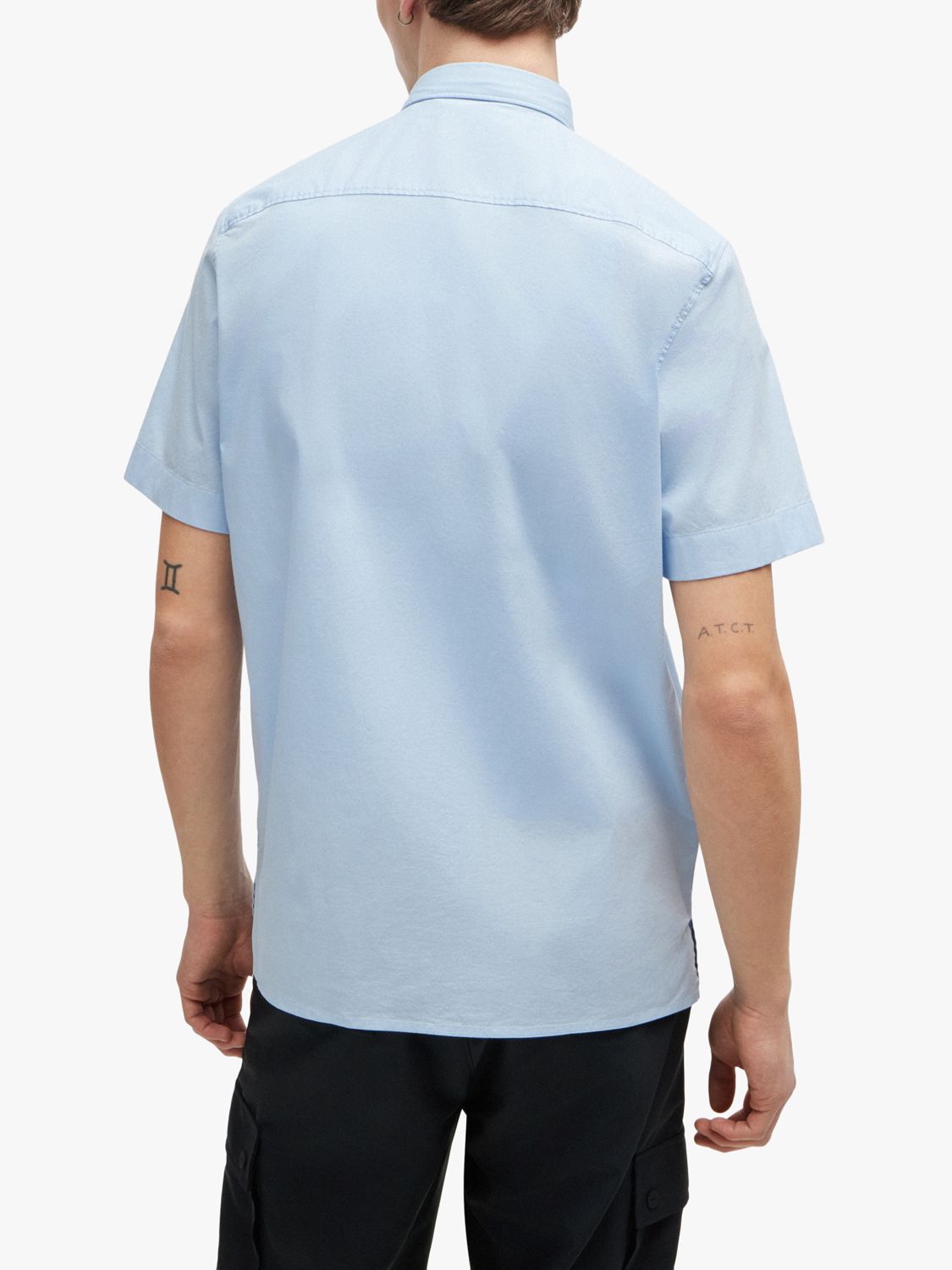 HUGO Ebor Short Sleeve Shirt, Pastel Blue at John Lewis & Partners