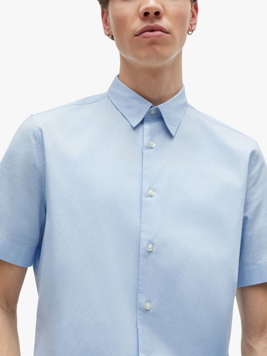 HUGO Ebor Short Sleeve Shirt, Pastel Blue, S