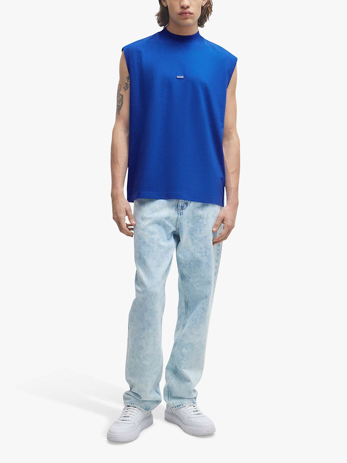 Buy HUGO Navertz 493 Short Sleeve T-Shirt, Open Blue Online at johnlewis.com
