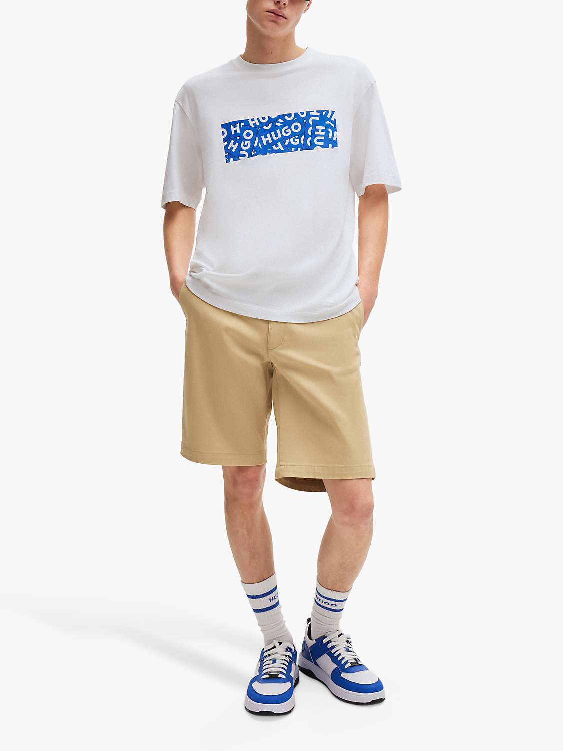 Buy HUGO Nalayo Short Sleeve T-Shirt, White/Blue Online at johnlewis.com
