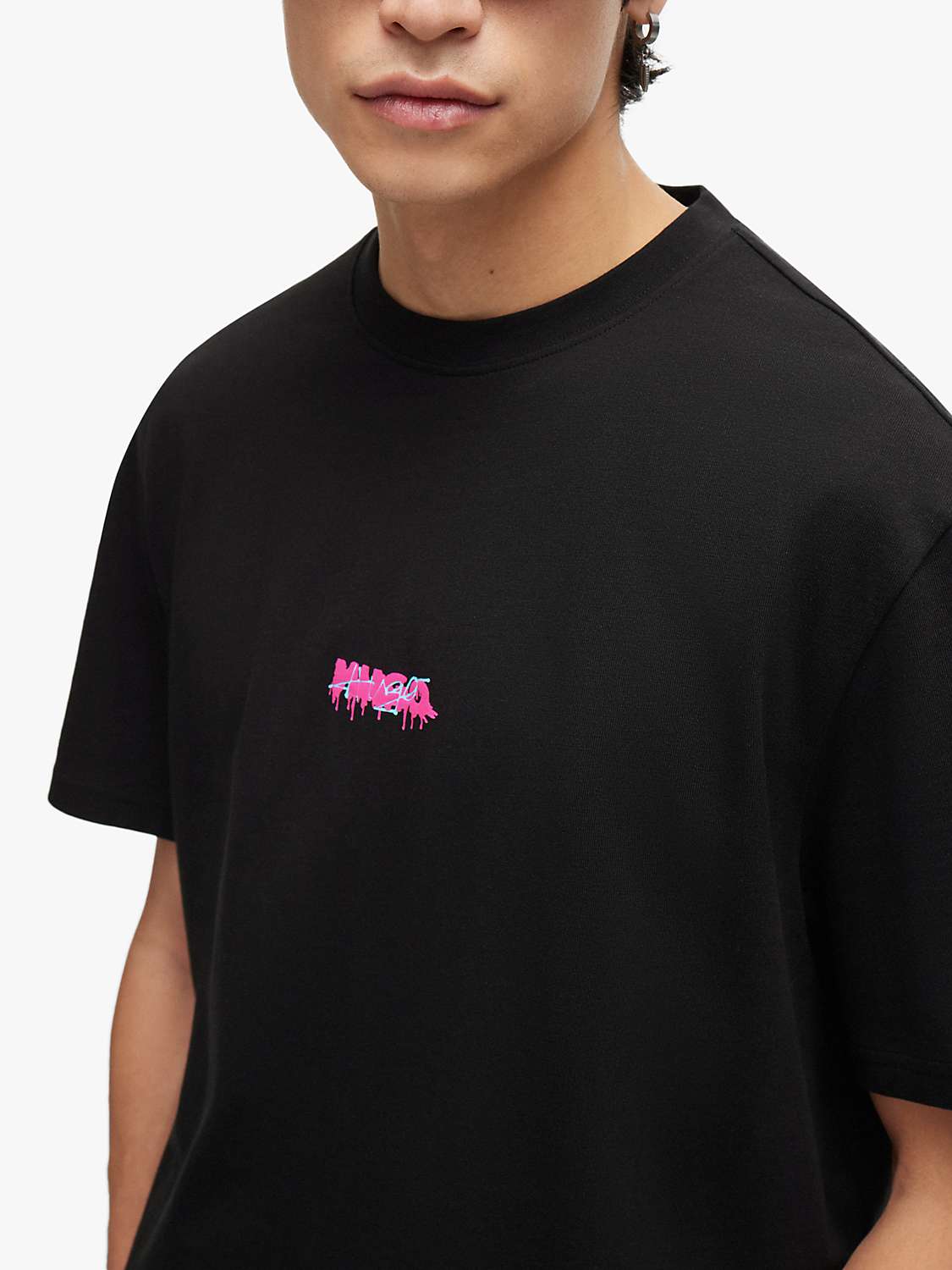 Buy HUGO Dindion Short Sleeve T-Shirt, Black Online at johnlewis.com