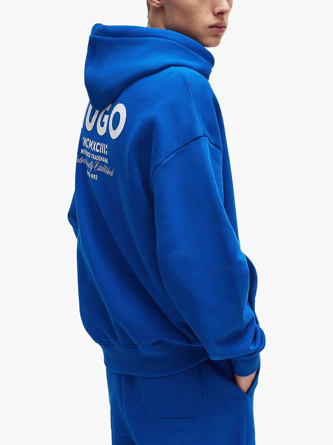 Buy HUGO Nazardo Logo Hooded Sweatshirt, Open Blue Online at johnlewis.com