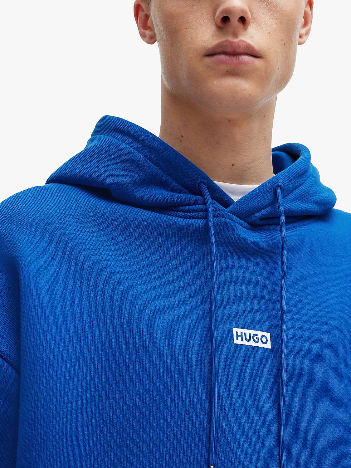 Buy HUGO Nazardo Logo Hooded Sweatshirt, Open Blue Online at johnlewis.com