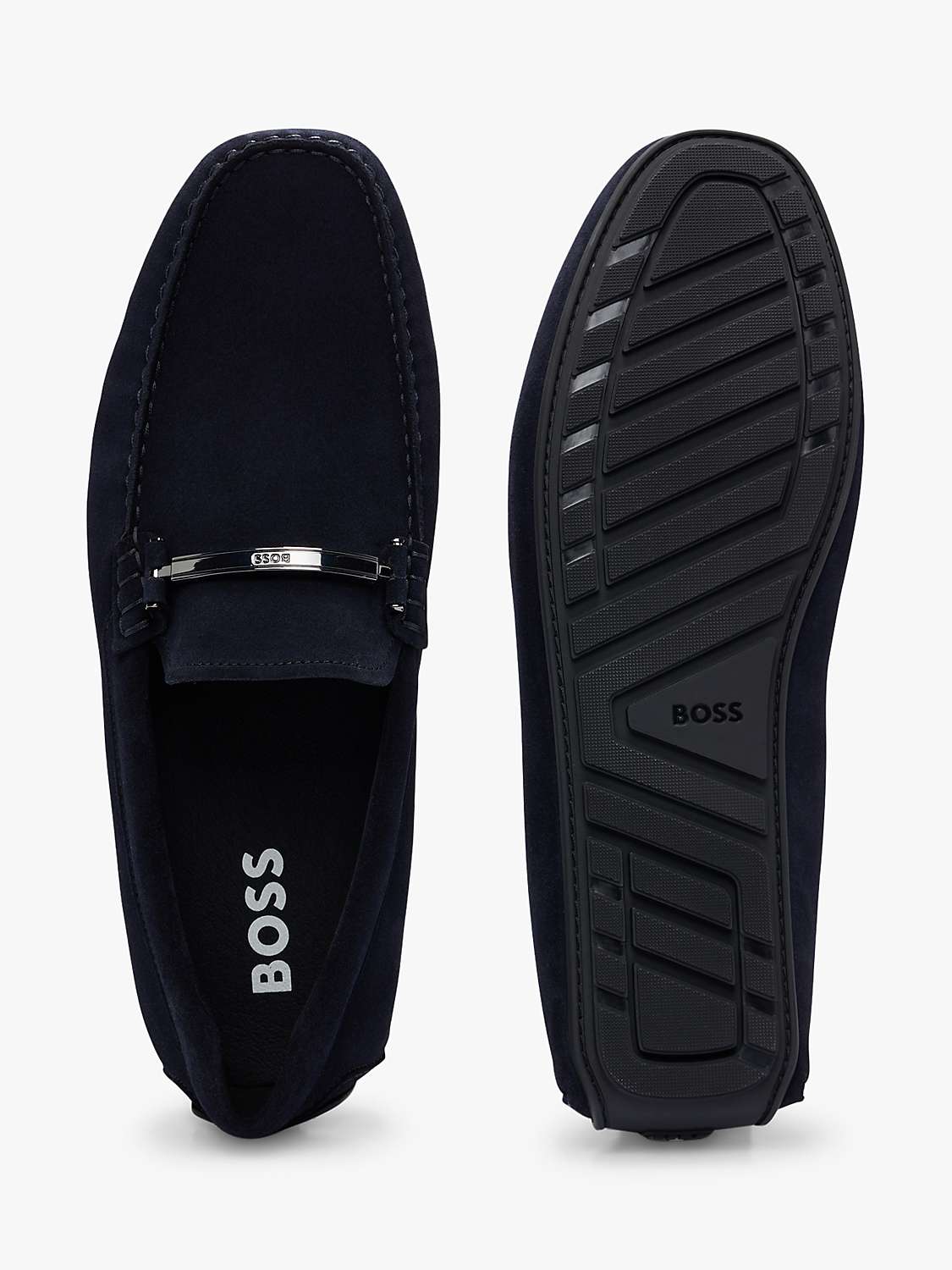 Buy BOSS Noel Leather Loafers, Dark Blue Online at johnlewis.com
