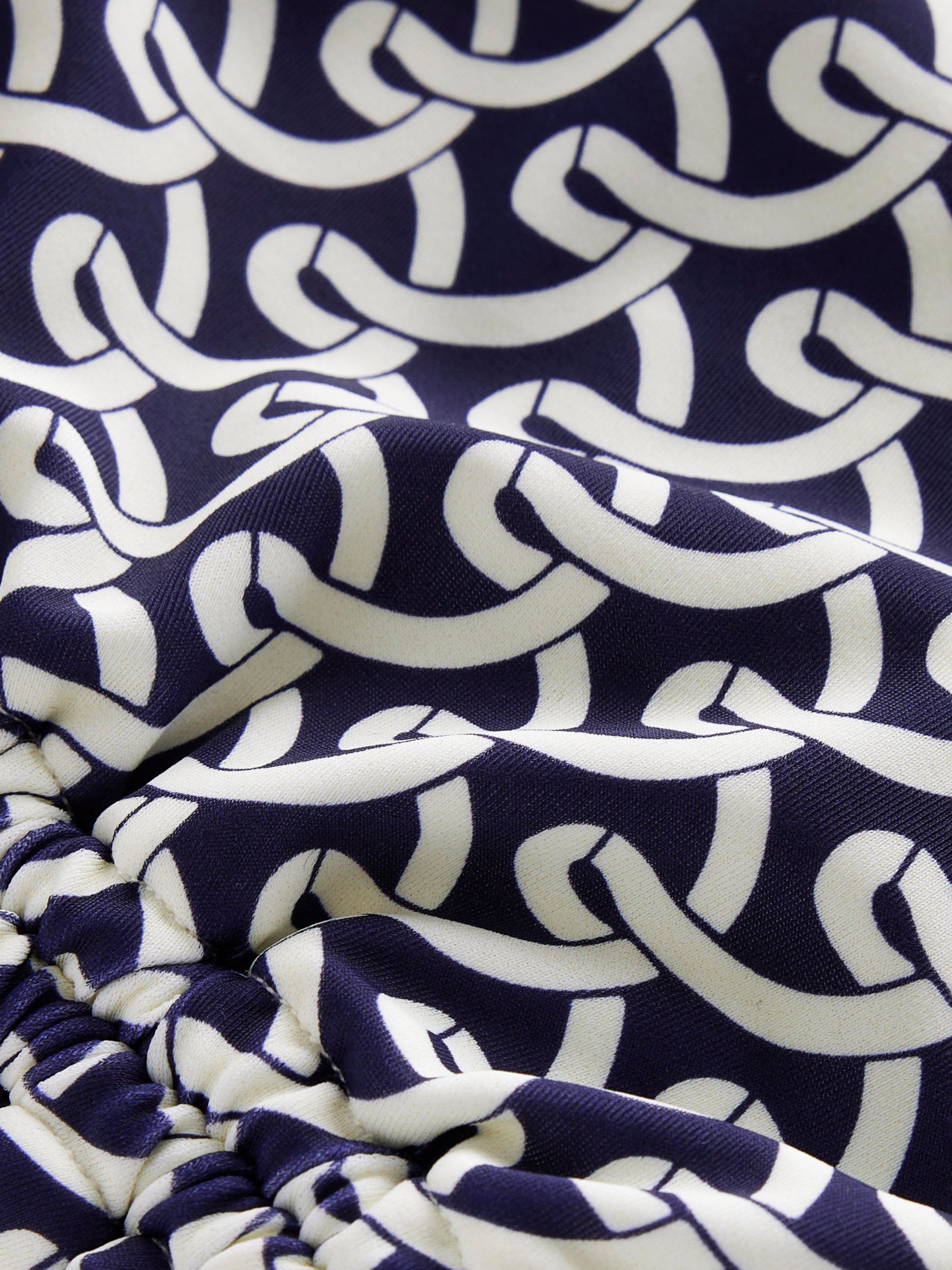 Boden Geometric Print Swimsuit, Navy/White, 8