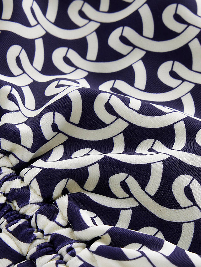 Boden Geometric Print Swimsuit, Navy/White