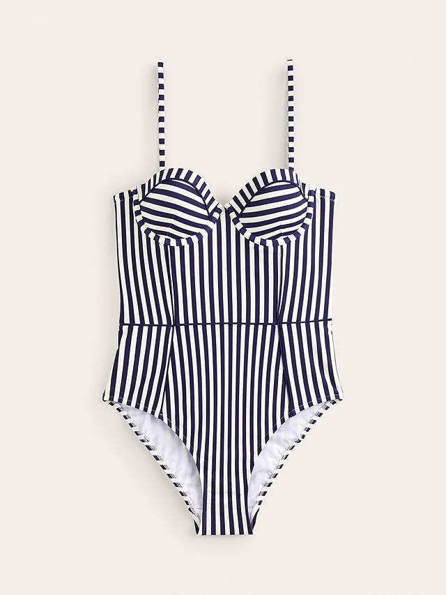 Boden Striped Underwired Swimsuit, Navy/Ivory