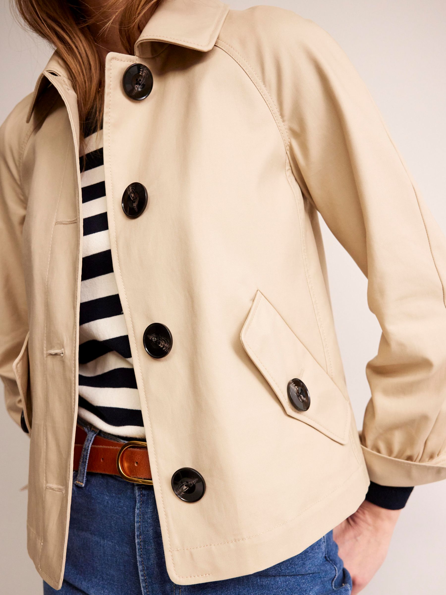 Boden Cropped Trench Jacket, Neutral, 8