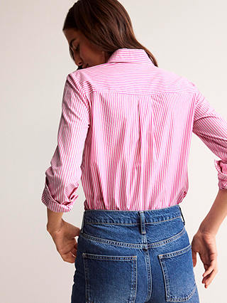 Boden Sienna Stripe Cotton Shirt, Sangria Sunset/Ivory