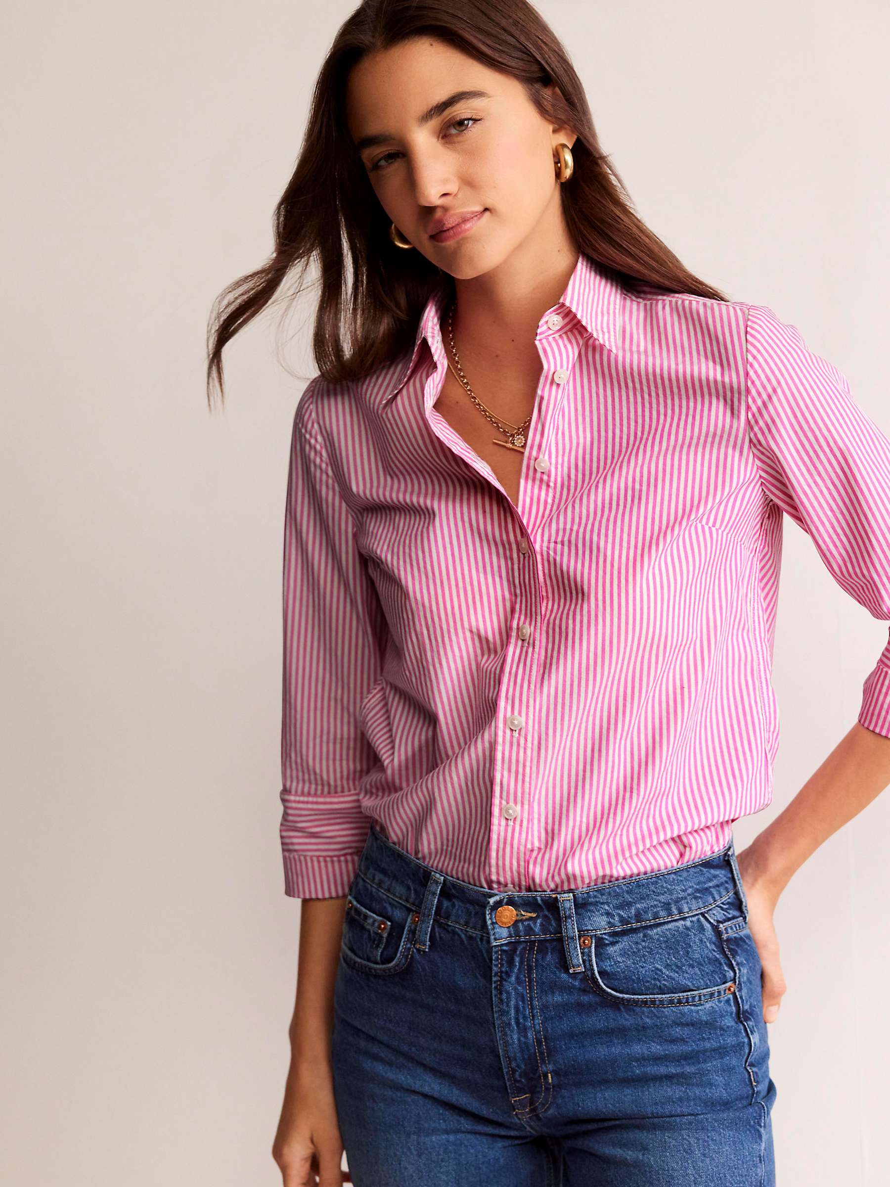 Buy Boden Sienna Stripe Cotton Shirt, Sangria Sunset/Ivory Online at johnlewis.com