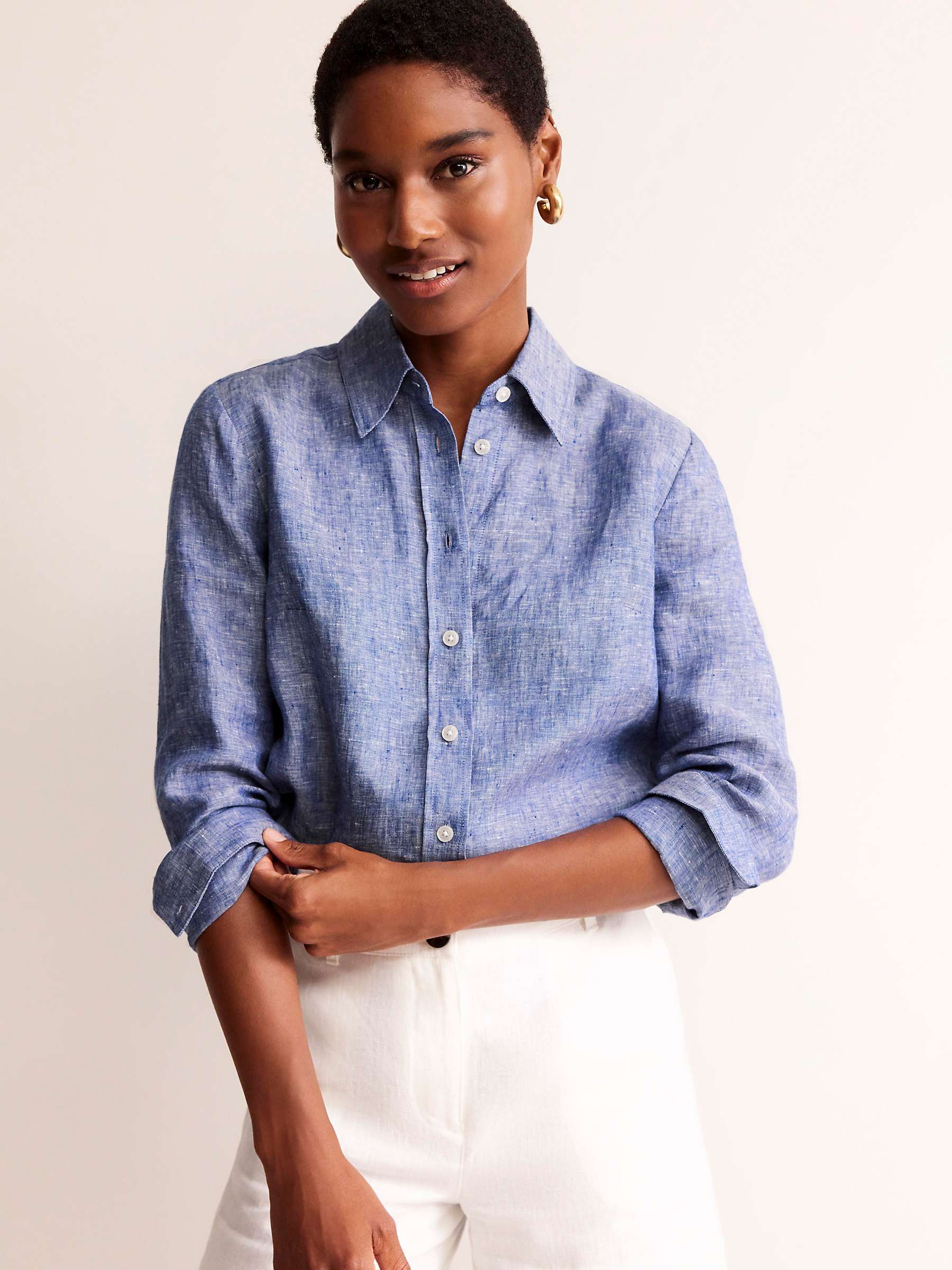 Buy Boden Sienna Linen Shirt, Authentic Blue Online at johnlewis.com