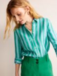 Boden Sienna Stripe Linen Shirt, Teal