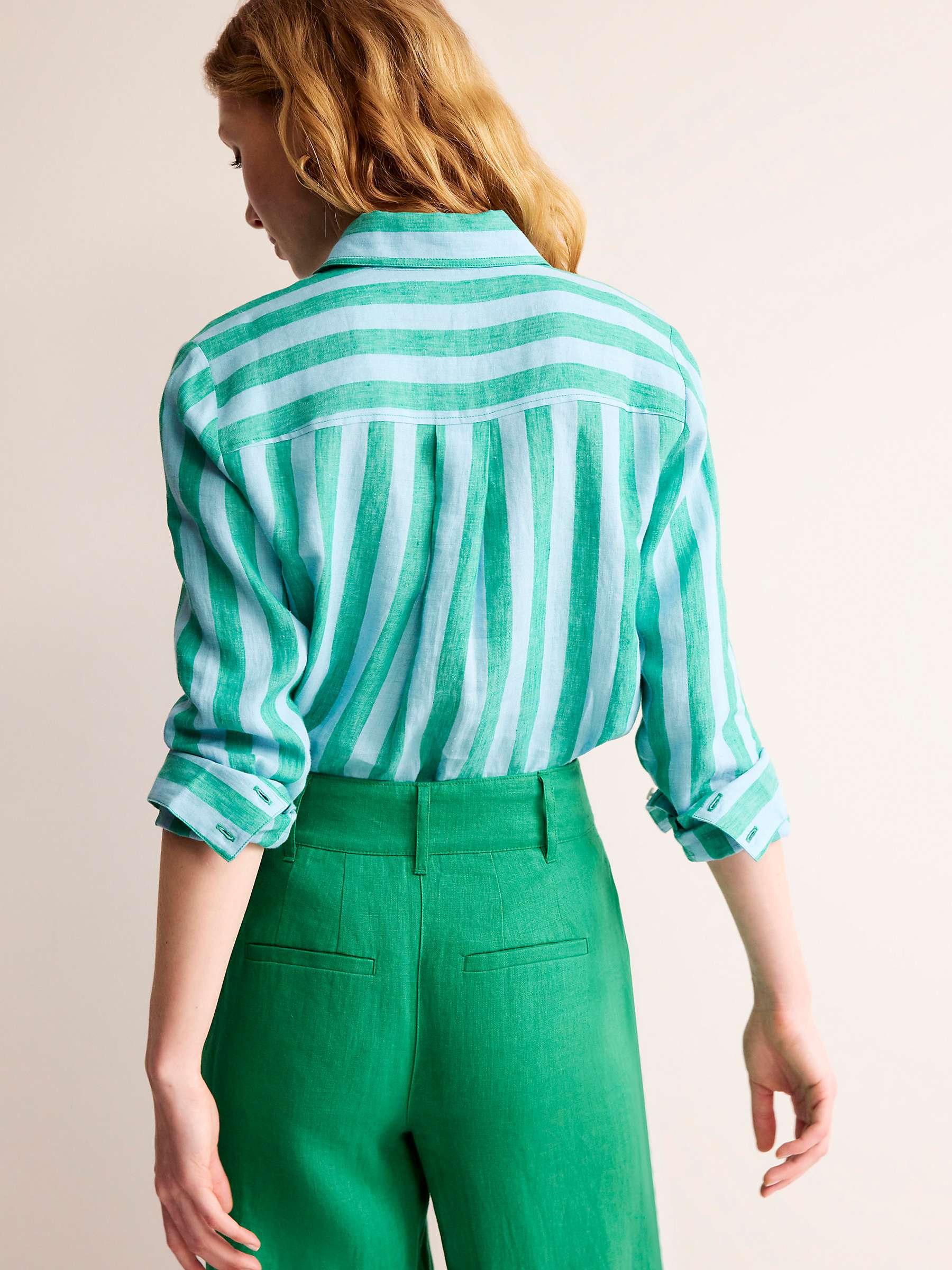 Buy Boden Sienna Stripe Linen Shirt, Teal Online at johnlewis.com
