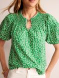 Boden Easy Stitch Ditsy Bud Floral Top, Green, Green