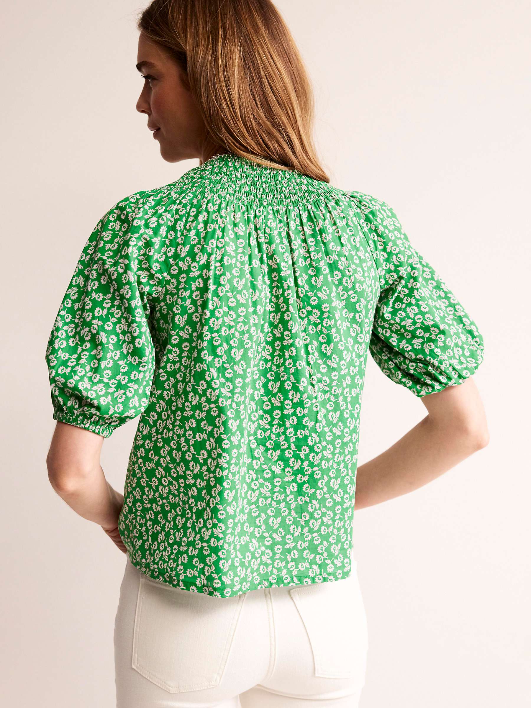 Buy Boden Easy Stitch Ditsy Bud Floral Top, Green Online at johnlewis.com