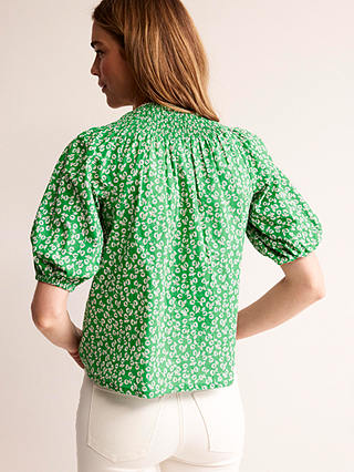 Boden Easy Stitch Ditsy Bud Floral Top, Green