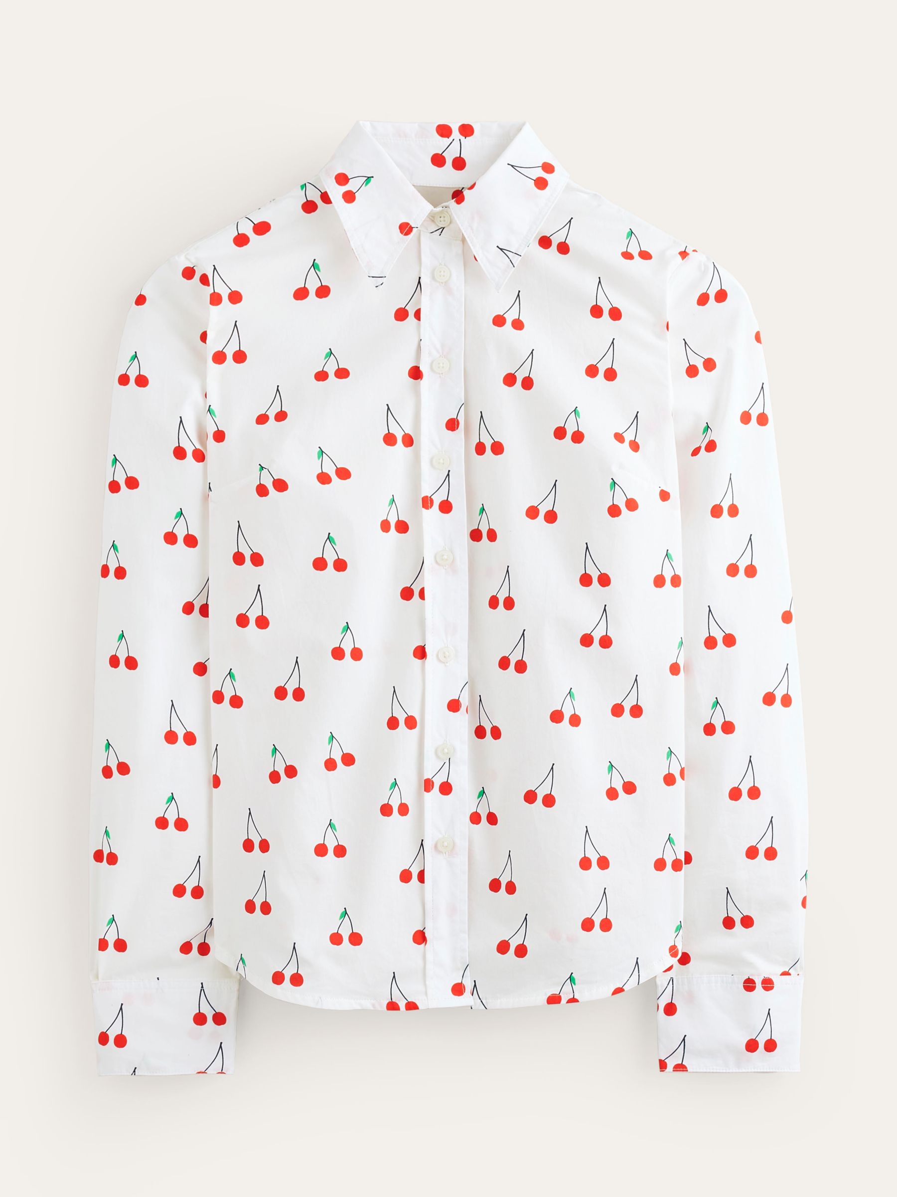 Buy Boden Sienna Cherry Print Cotton Shirt, Ivory/Multi Online at johnlewis.com