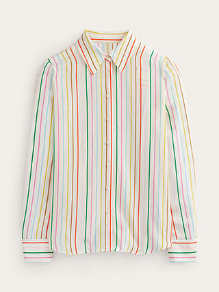 Boden Sienna Multicolour Stripe Silk Shirt, Ivory/Multi