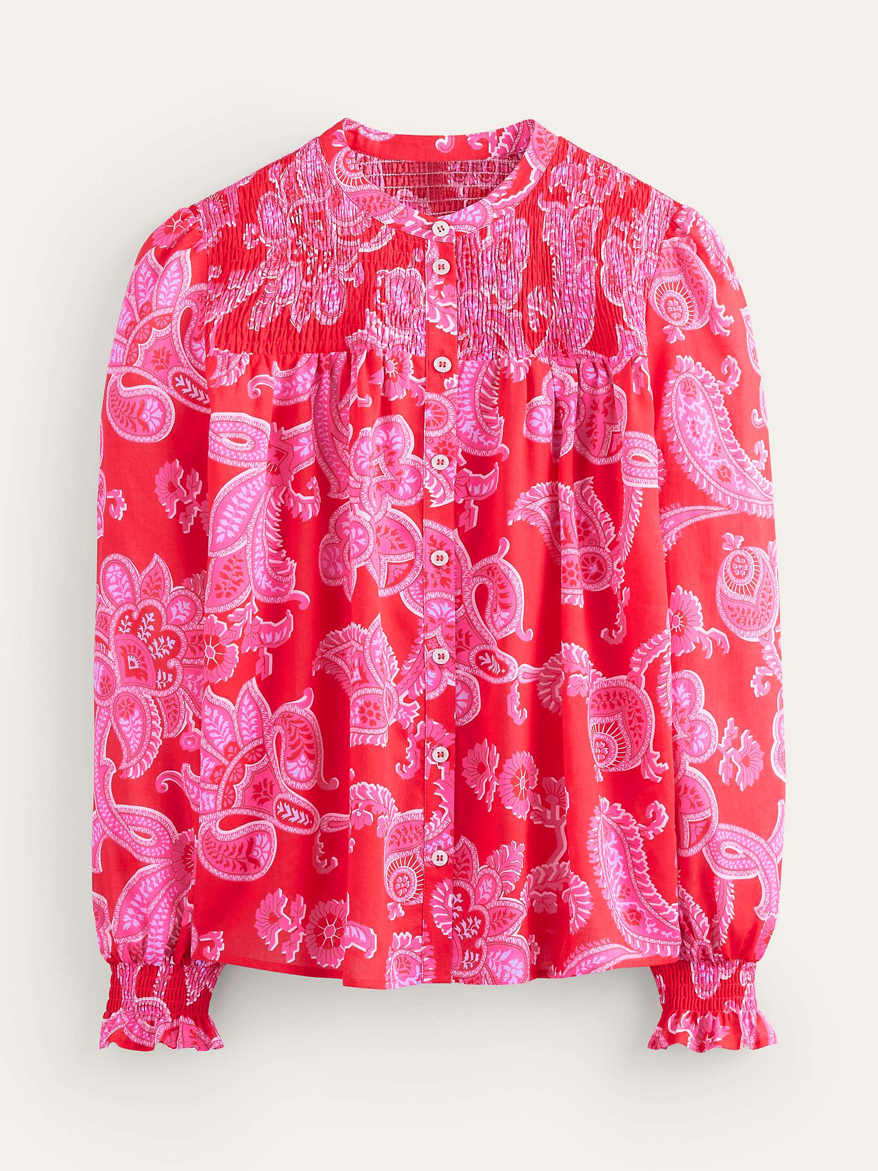 Buy Boden Helena Paisley Print Cotton Blouse, Scarlet/Multi Online at johnlewis.com