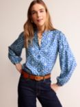 Boden Floral Mosaic Print Blouson Sleeve Blouse, Blue/Multi