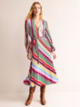 Boden Multicolour Stripe Pleated Midi Dress, Multi