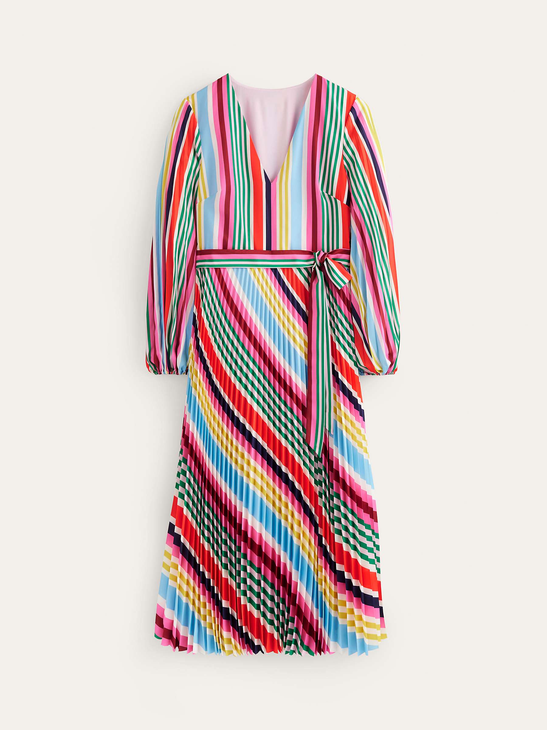 Buy Boden Multicolour Stripe Pleated Midi Dress, Multi Online at johnlewis.com