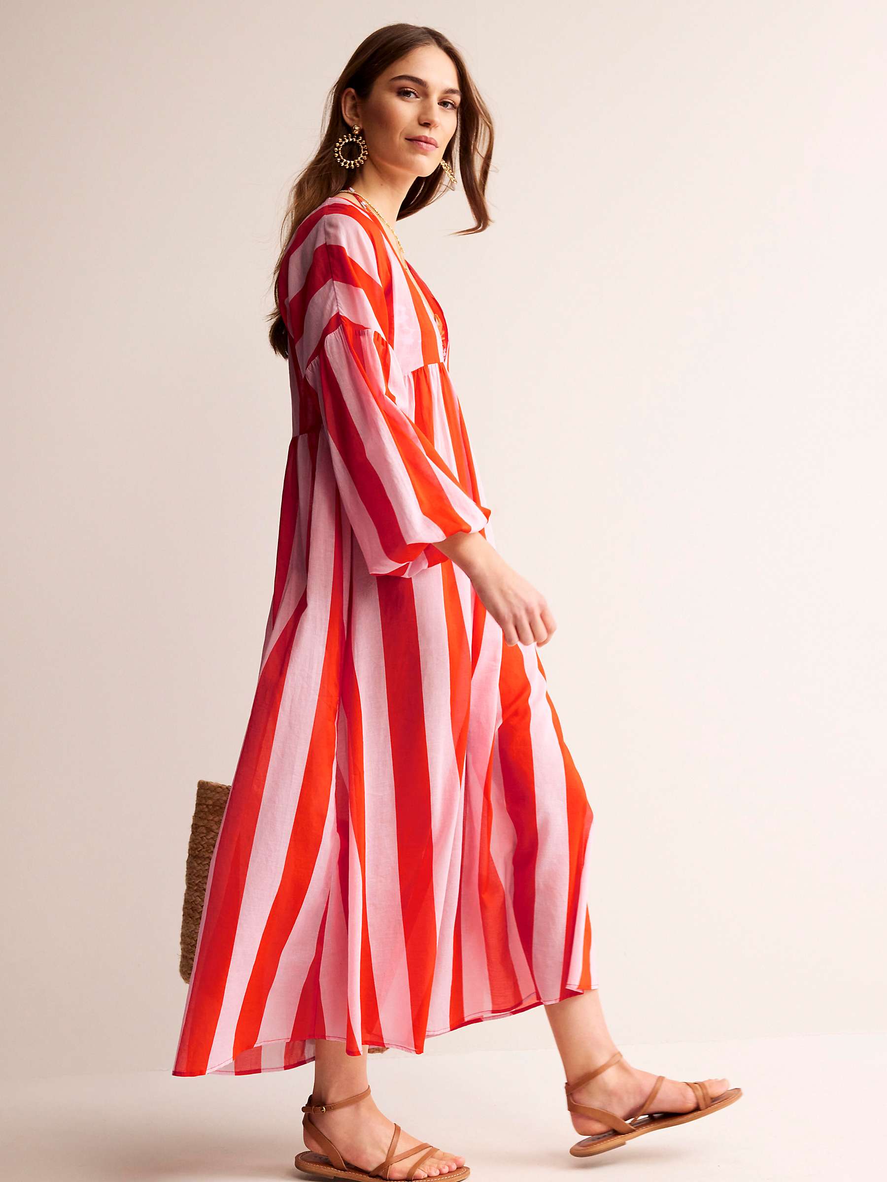 Buy Boden Sarah Wide Stripe Kaftan Maxi Dress, Fiesta/Orchid Online at johnlewis.com